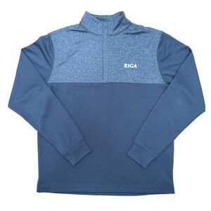 FootJoy Heather Yoke Pullover Quarter Zip Mens Small Blue RIGA Golf Performance